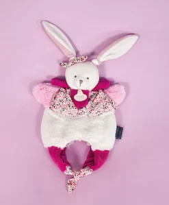 Doudou Lapin marionnette - Petit sac - Amusette 3 EN 1