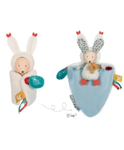 Doudou Lapin marron avec cape - Papillotte - 3 EN 1