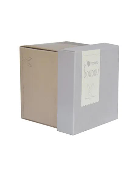 Doudou lapin mouchoir - 10 cm - Boite fleur
