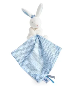 Doudou lapin mouchoir bleu lapin matelot - 10 cm