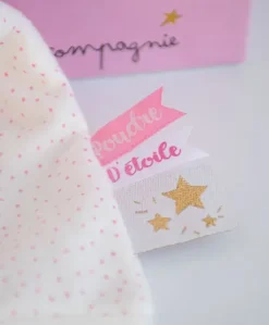 Doudou lapin mouchoir rose lapin étoile - 10 cm