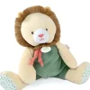 Doudou Lion beige et vert - 30 cm