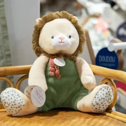 Doudou Lion beige et vert - 30 cm