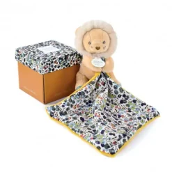 Doudou LION  jaune avec mouchoir - BOH'AIME -