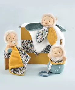 Doudou LION jaune avec mouchoir - BOH'AIME -