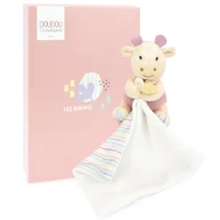 Doudou mouchoir Girafe rose - 11 cm