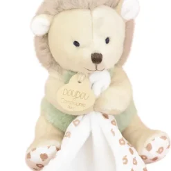 Doudou mouchoir hérisson vert et marron - 11 cm