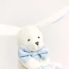 Doudou mouchoir lapin bleu - 10 cm - Boite fleur