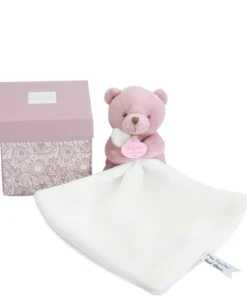 Doudou mouchoir- Mon petit ourson - Rose - 10 cm