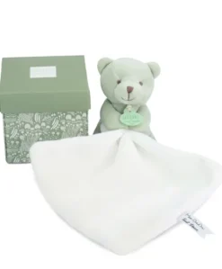 Doudou mouchoir- Mon petit ourson - Vert Clair - 10 cm