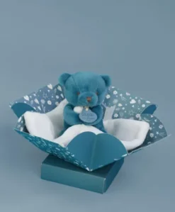 Doudou mouchoir- Mon petit ourson - Bleu - 10 cm