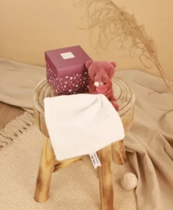 Doudou mouchoir- Mon petit ourson - Rouge bordeaux- 10 cm