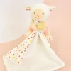 Doudou mouchoir mouton blanc et orange - 11 cm