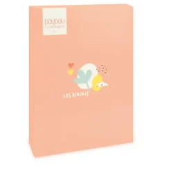 Doudou mouchoir mouton blanc et orange - 11 cm