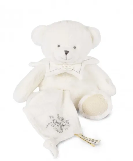 Doudou mouchoir ours Blanc - 30 cm - Collection Anniversaire