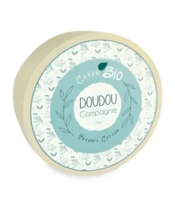 Doudou mouchoir Souris grise - vert en coton BIO - 15 cm