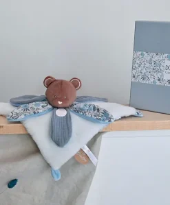 Doudou OURS bleu avec pétales - BOH'AIME -