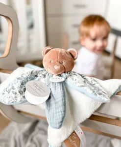 Doudou OURS bleu avec pétales - BOH'AIME -