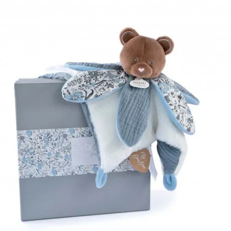 Doudou OURS bleu avec pétales - BOH'AIME -