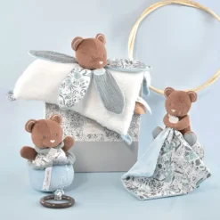 Doudou OURS bleu avec pétales - BOH'AIME -
