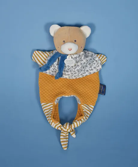 Doudou Ours marionnette - Petit sac - Amusette 3 EN 1