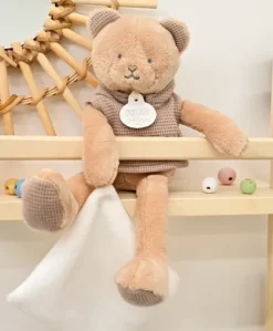 Doudou Ours marron avec mouchoir - Sweety - 25 cm