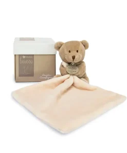 Doudou ours mouchoir - 10 cm - Boite fleur