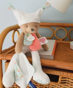 Doudou ours mouchoir 3 histoires - Blanc