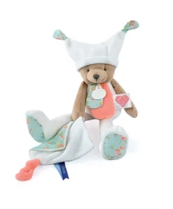 Doudou ours mouchoir 3 histoires - Blanc