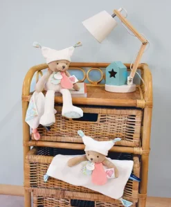 Doudou ours mouchoir 3 histoires - Blanc