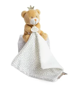 Doudou ours mouchoir marron Petit Roi - 10 cm