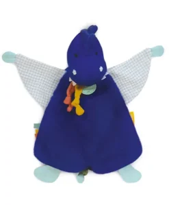 Doudou plat dinosaure bleu Sashou - 25  cm