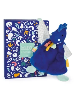 Doudou plat dinosaure bleu Sashou - 25  cm