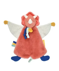 Doudou plat dinosaure orange Lou - 25  cm