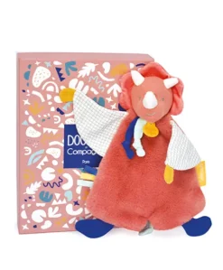 Doudou plat dinosaure orange Lou - 25  cm
