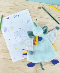 Doudou plat dinosaure vert Filou - 25  cm