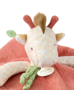 Doudou plat girafe beige et rouge -25 cm