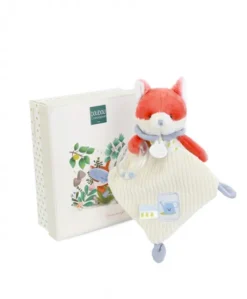 Doudou plat hochet billes -  Renard Romarin - 21 cm