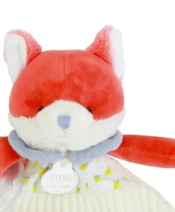 Doudou plat hochet billes -  Renard Romarin - 21 cm