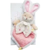 Doudou plat lapin de sucre rose -  24 cm