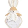 Doudou plat lapin de sucre blanc -  24 cm
