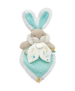 Doudou plat lapin de sucre vert -  24 cm