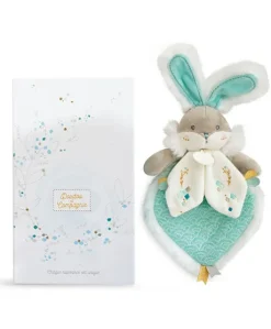 Doudou plat lapin de sucre vert -  24 cm