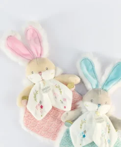 Doudou plat lapin de sucre vert -  24 cm