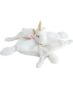 Doudou plat Licorne blanche - 22 cm