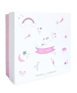 Doudou plat Licorne rose - 22 cm
