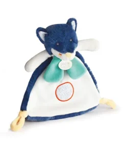 Doudou plat Loup bleu marine Tiwipi - 23 cm