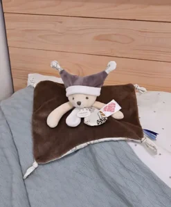 Doudou plat Ours 3 histoires - Marron