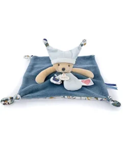 Doudou plat Ours 3 histoires - Bleu