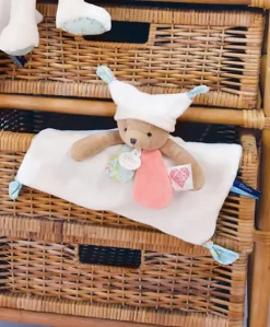 Doudou plat Ours 3 histoires - Blanc